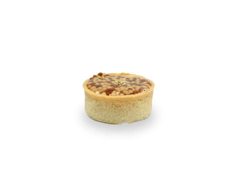 Tarts with mustard caviar on egg salad
